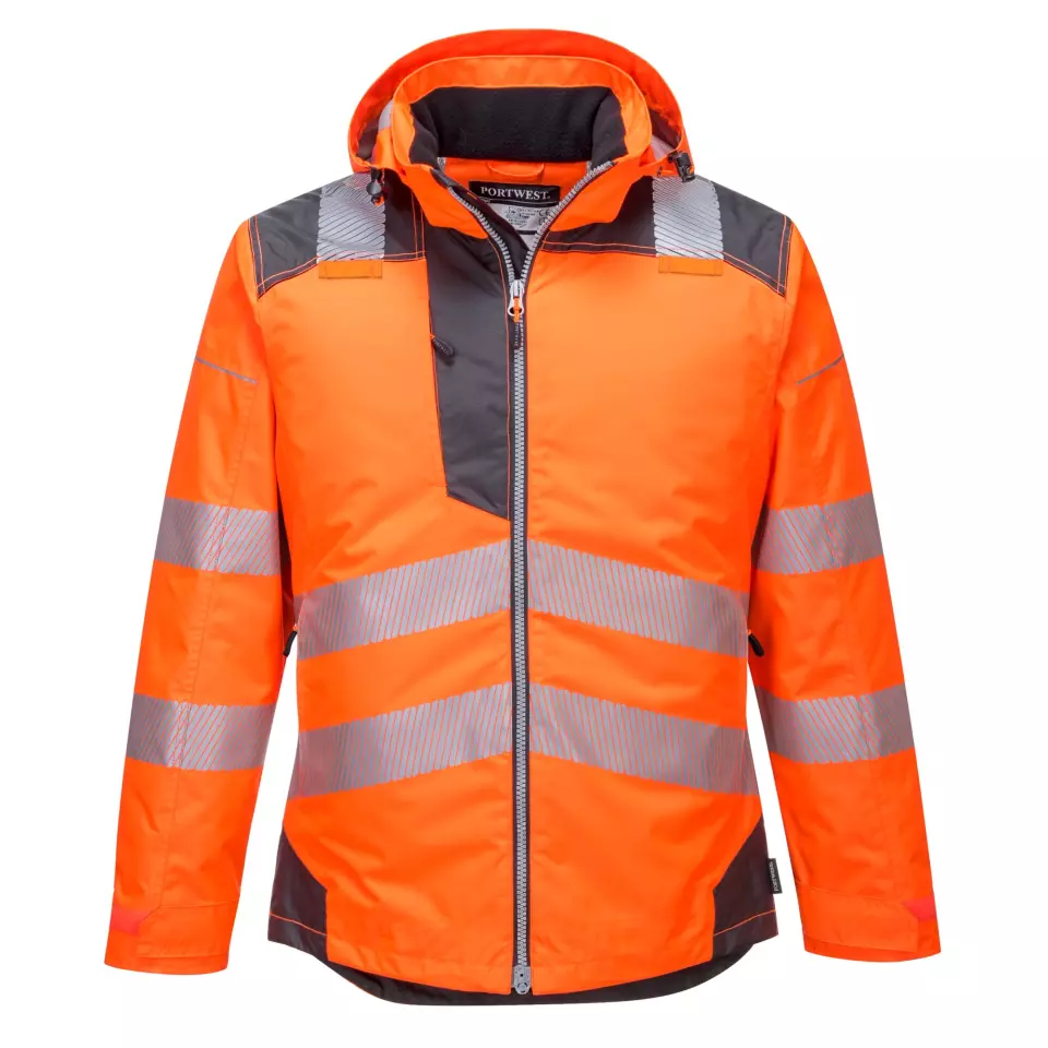 Portwest T400OGY, PW3 Hi-Vis Winterjacke, Orange/Grau