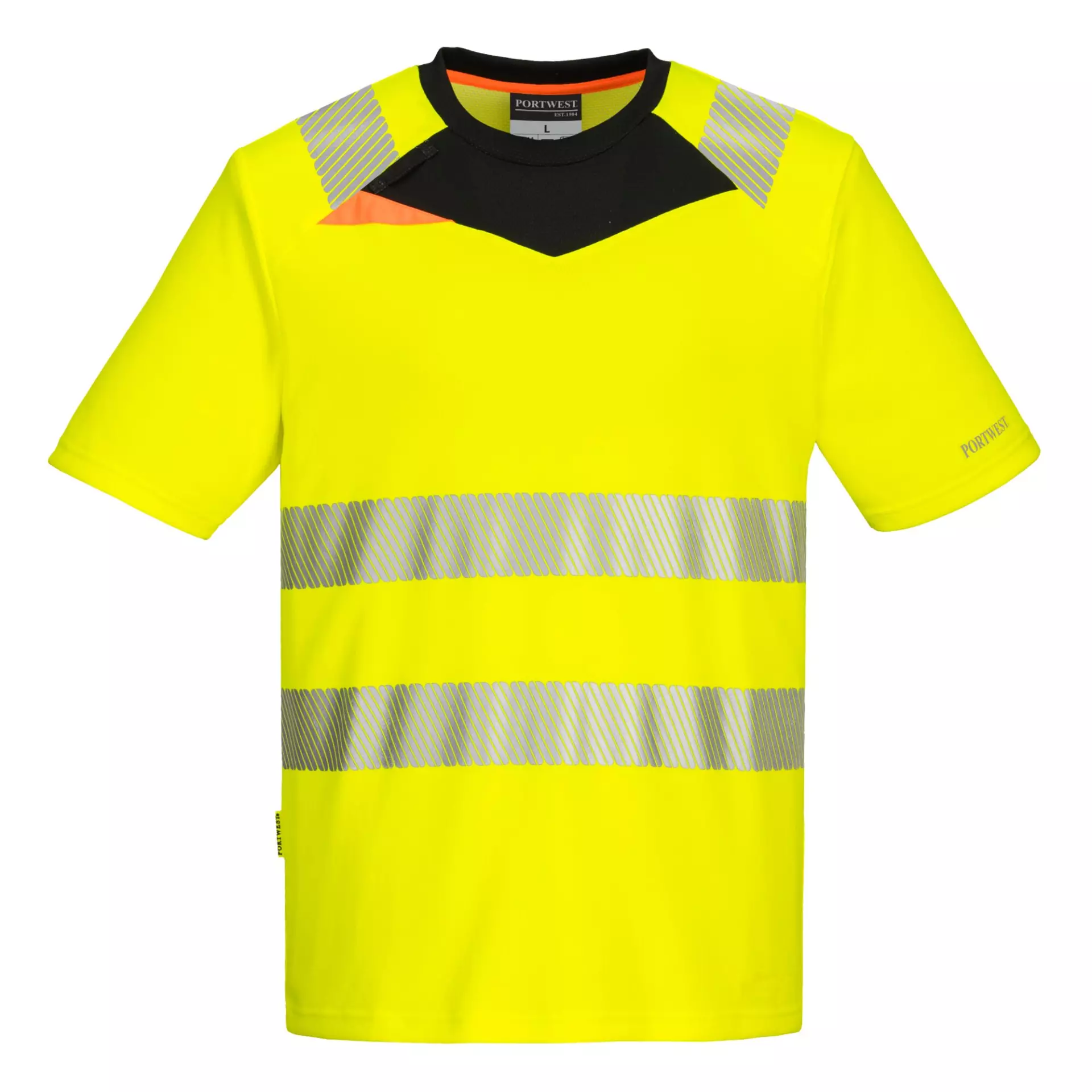 Portwest DX413YBR, DX4 Hi-Vis T-Shirt S/S, Yellow/Black, image 1