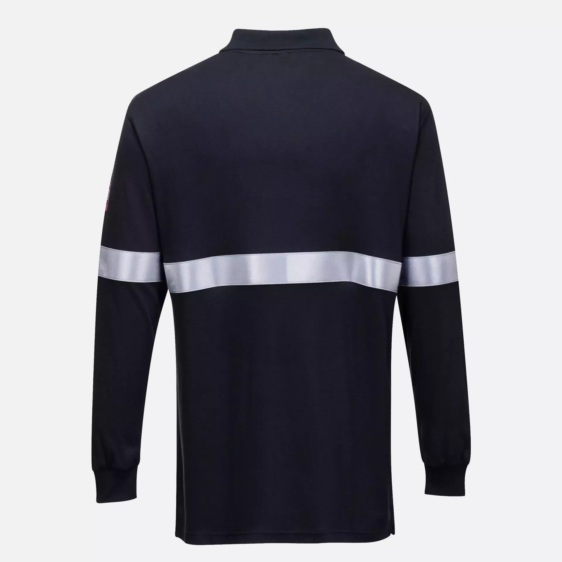 Portwest FR03NAR, Modaflame Knit Anti-Static FR Long Sleeve Reflective Tape Polo Shirt, Navy, image 2