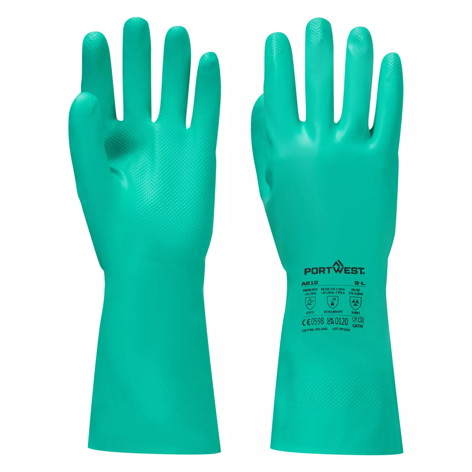 Portwest A812GNR, Nitrosafe Plus Chemical Gauntlet, Green, image 3