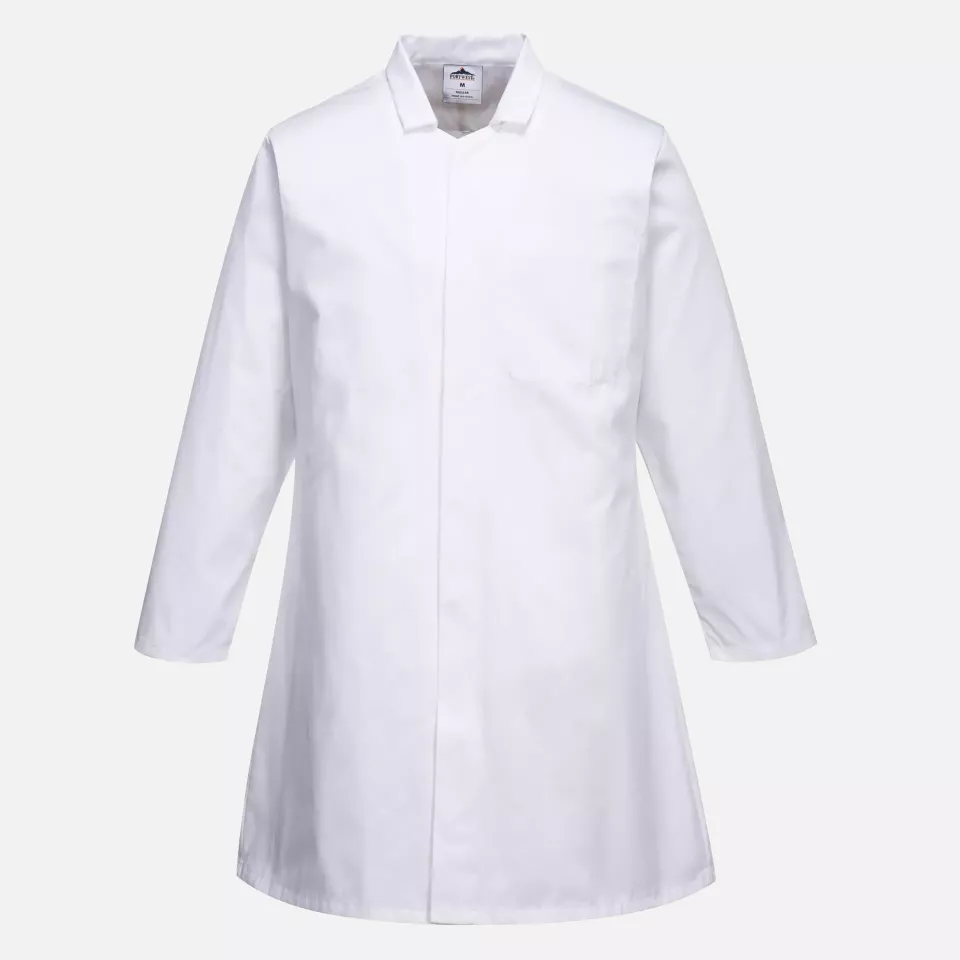 Portwest 2202WHR, Food Industry Men's 1 Pocket Coat, White, image 1, gallery thumbnail