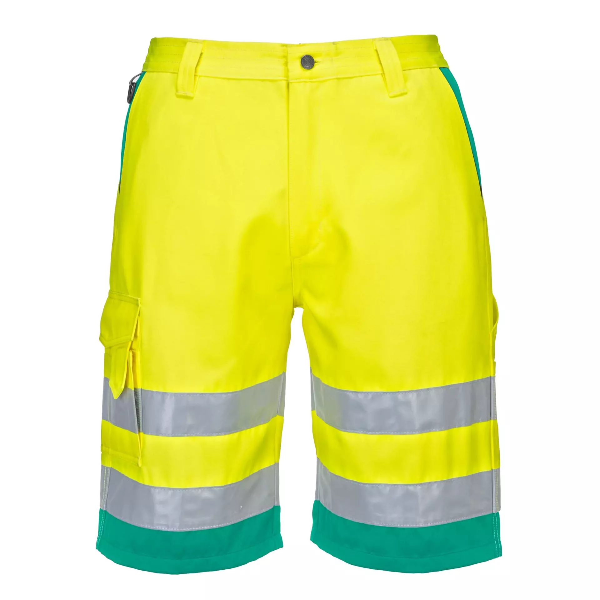 Portwest L043YTR, Hi-Vis Lightweight Polycotton Shorts, Yellow/Teal, image 1