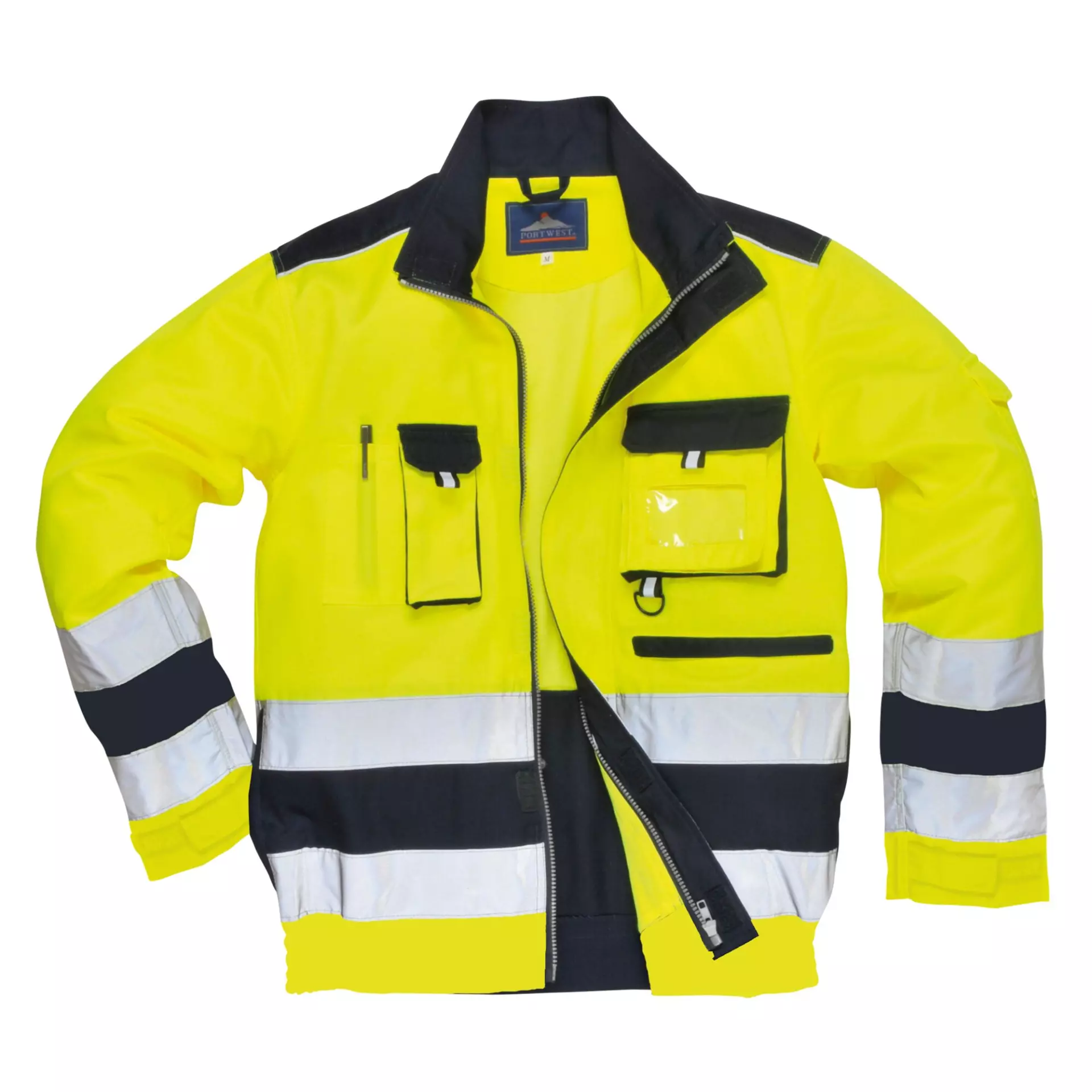 Portwest TX50YNR, Lille Hi-Vis Contrast Bomber Jacket, Yellow/Navy, image 4