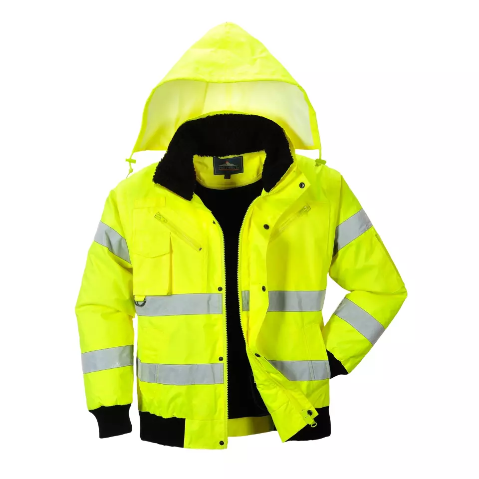Portwest C467YER, Hi-Vis 3-in-1 Bomber Jacket, Yellow, image 3, gallery thumbnail