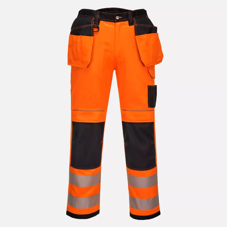 Portwest T501OBS, PW3 Hi-Vis Arbeitshose mit Holstertaschen, Orange/Schwarz Kurz, image 1, gallery thumbnail
