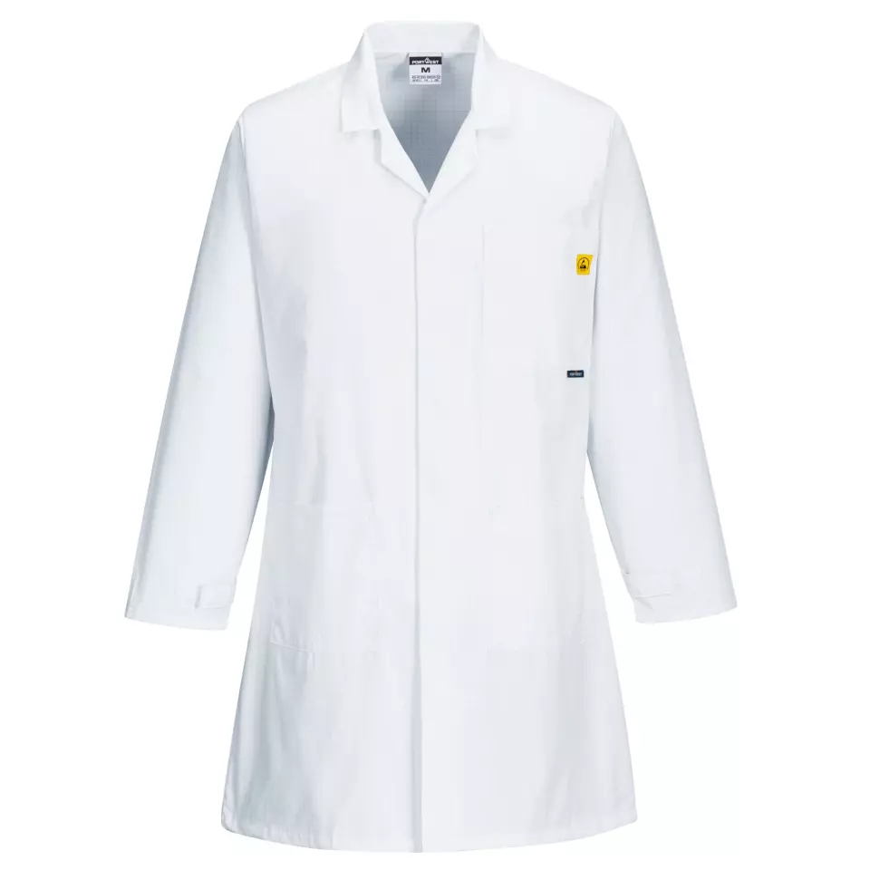 Portwest AS10WHR, Anti-Static ESD Coat, White, image 1, gallery thumbnail