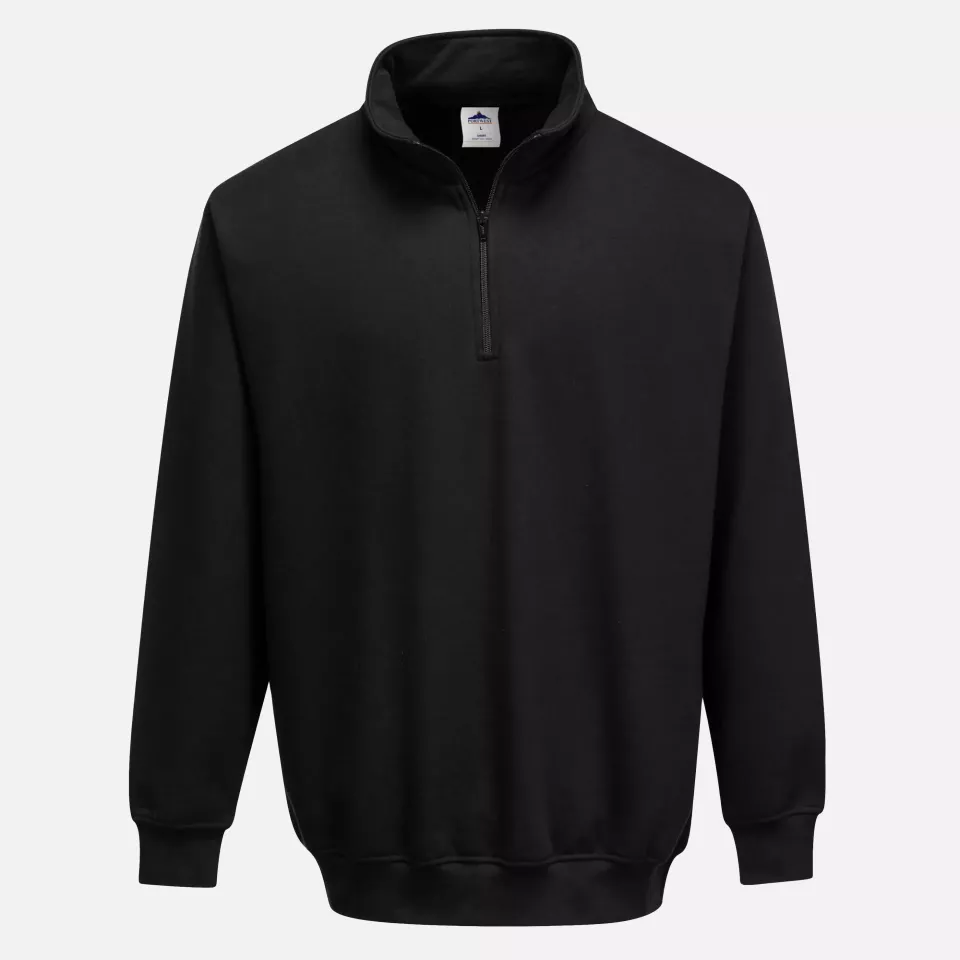 Portwest B309BKR, Sorrento Zip Neck Sweatshirt, Black, image 1, gallery thumbnail
