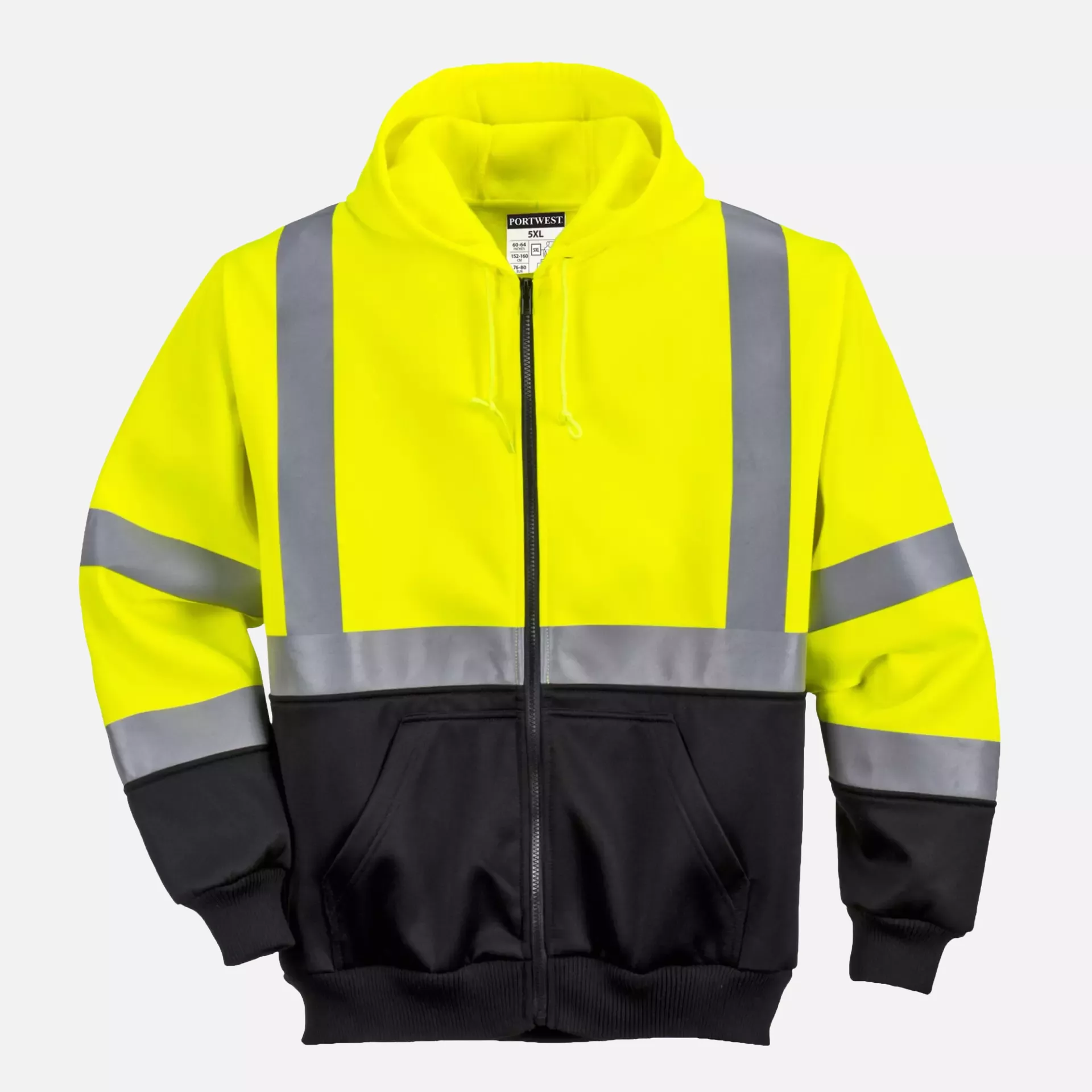 Portwest B315YBR, Hi-Vis Contrast Zipped Hoodie, Yellow/Black, image 5