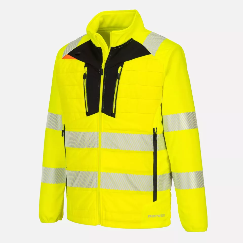 Portwest DX473YBR, DX4 Hi-Vis Hybrid Baffle Jacket, Yellow/Black, image 3, gallery thumbnail