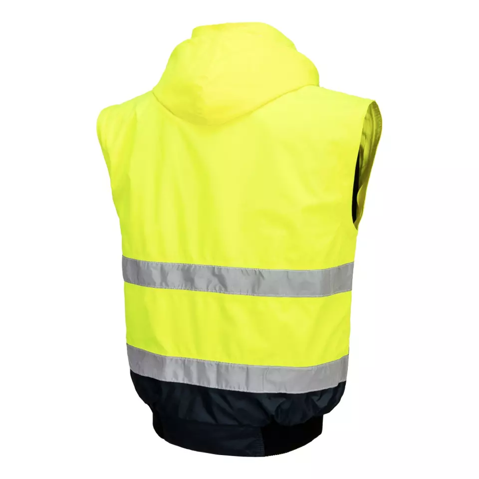 Portwest C465YNR, Hi-Vis 3-in-1 Contrast Bomber Jacket, Yellow/Navy, image 4, gallery thumbnail
