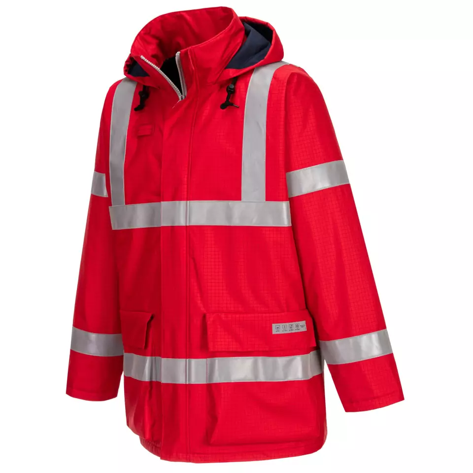 Portwest S785RER, Bizflame Rain Anti-Static FR Jacket, Red, image 3, gallery thumbnail