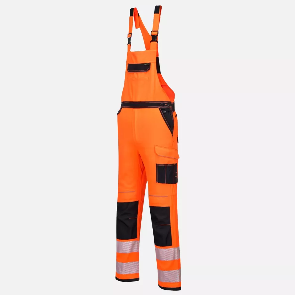 Portwest PW344OBR, PW3 Hi-Vis Bib and Brace, Orange/Black, image 3, gallery thumbnail