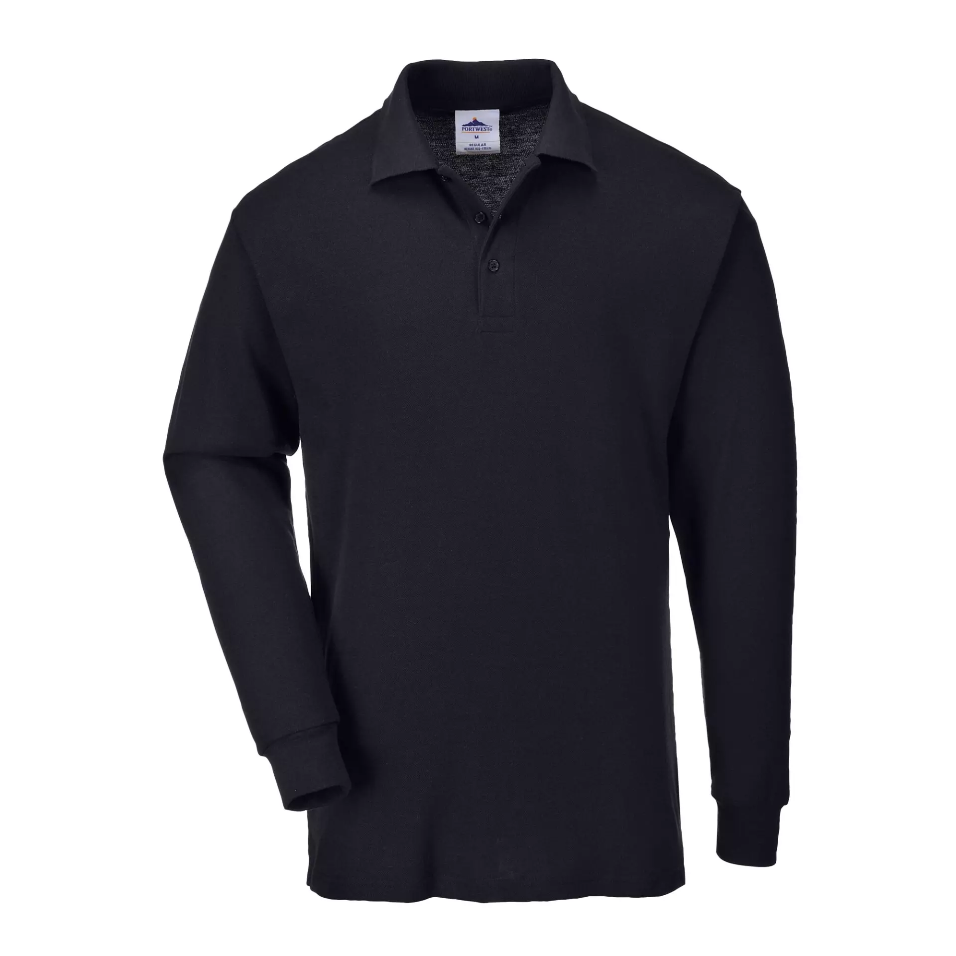 Portwest B212BKR, Genoa Long Sleeved Polo Shirt, Black, image 1