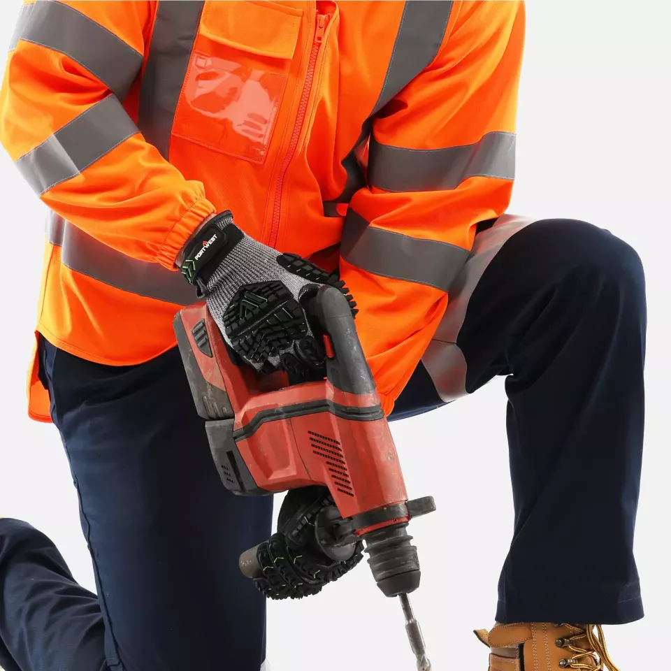 Portwest A755K3R, VHR15 Nitrile Foam Impact Glove, Black/Green, image 4, gallery thumbnail