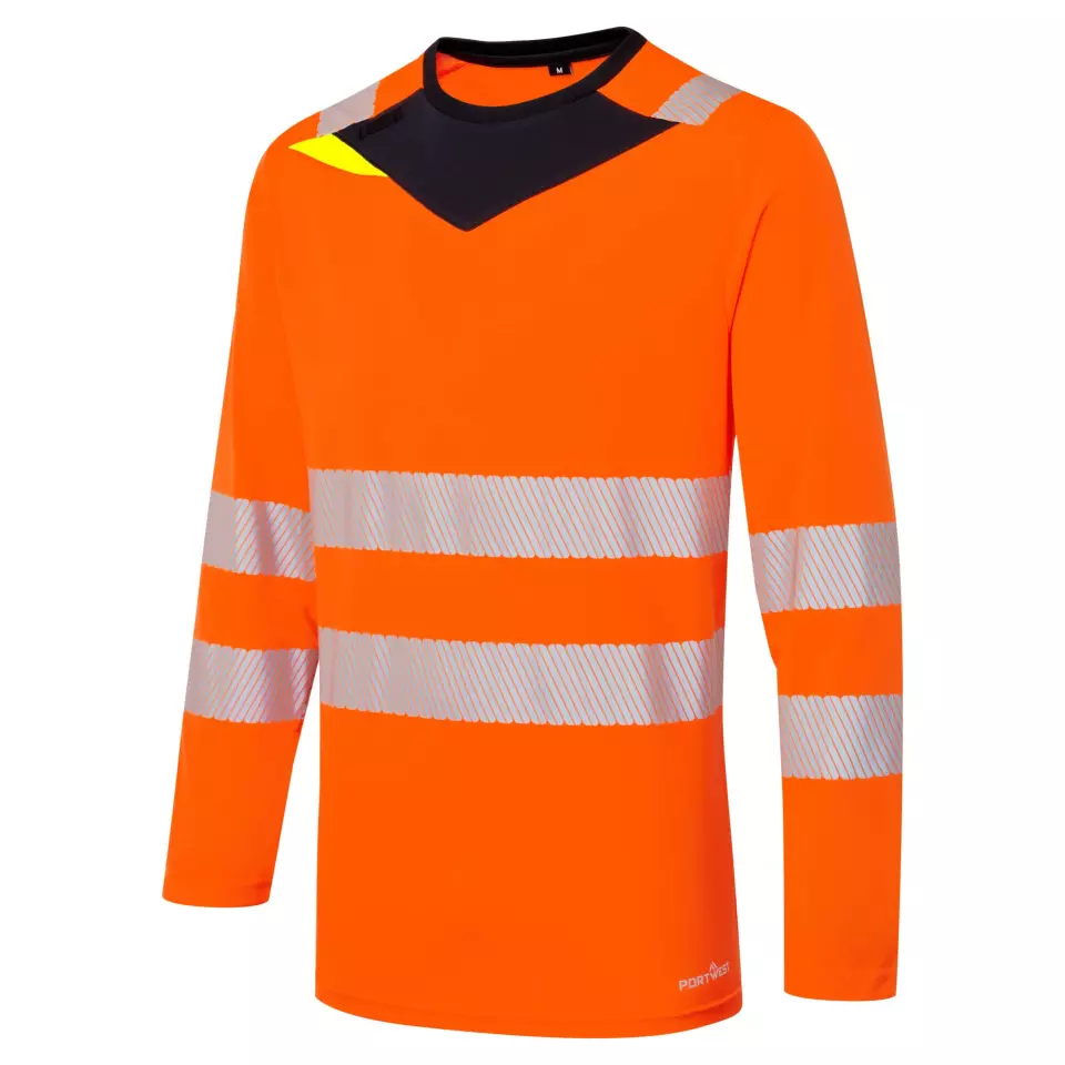 Portwest DX416OBR, DX4 Hi-Vis T-Shirt L/S, Orange/Black, image 3, gallery thumbnail