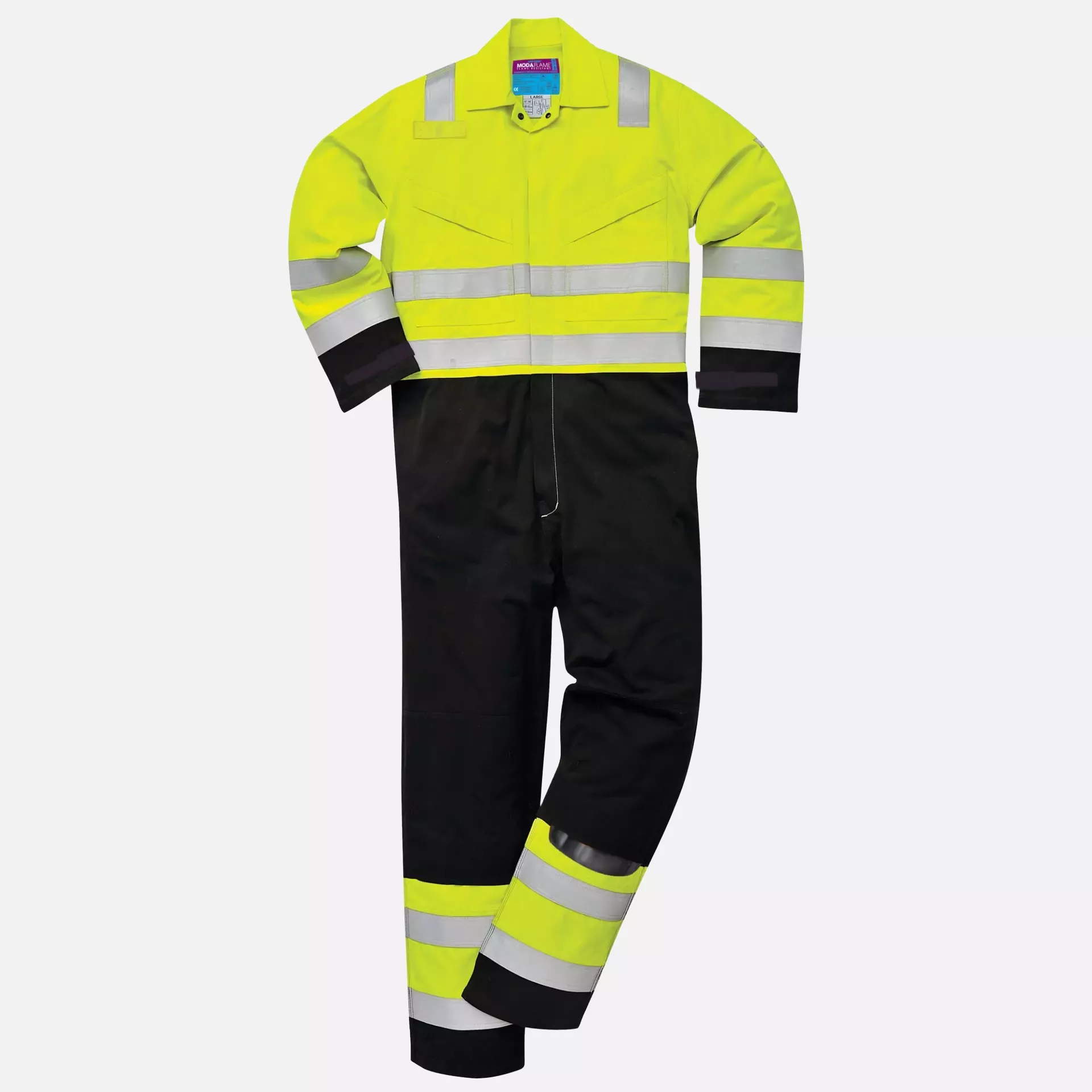Portwest MV28YNR, Hi-Vis Modaflame Coverall, Yellow/Navy, image 2