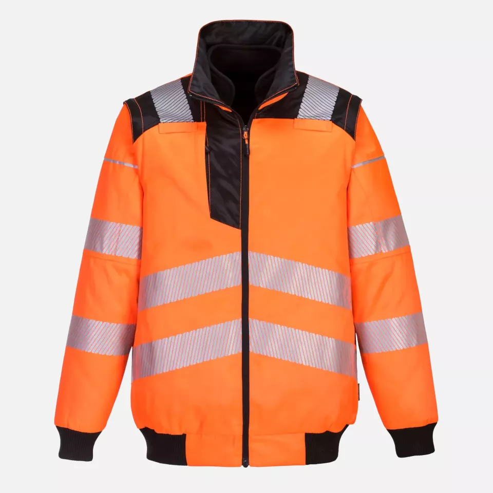 Portwest PW302OBR, PW3 Hi-Vis 3-in-1 Pilot Jacket, Orange/Black, image 1, gallery thumbnail