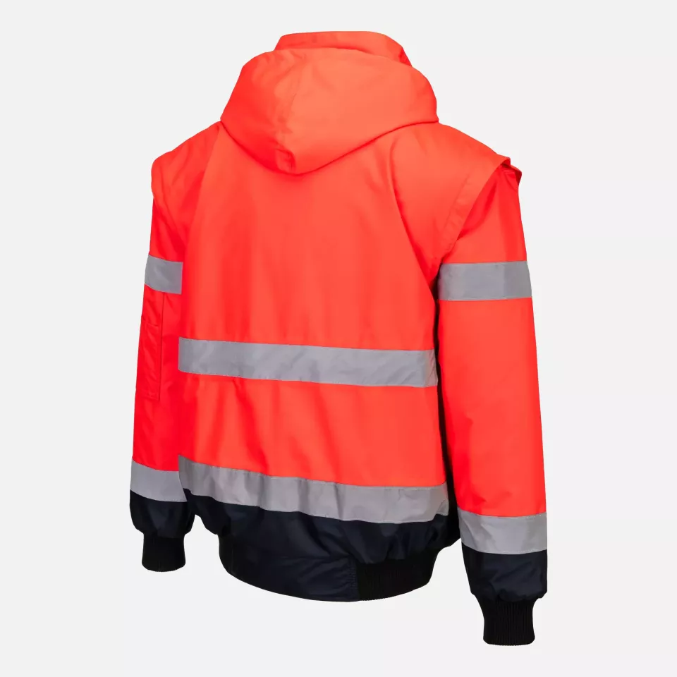 Portwest C465RNR, Hi-Vis 3-in-1 Contrast Bomber Jacket, Red/Navy, image 4, gallery thumbnail