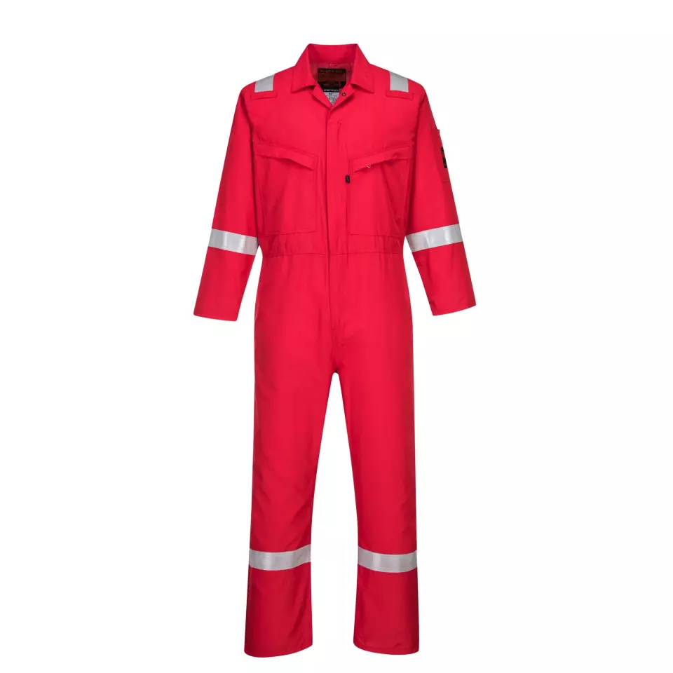 Portwest AF73RER, Araflame Silver Coverall, Red, image 1, gallery thumbnail