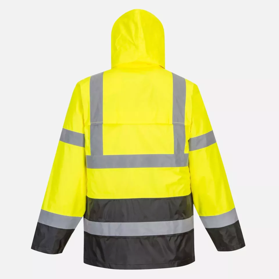 Portwest H443YBR, Hi-Vis Contrast Classic Rain Jacket, Yellow/Black, image 4, gallery thumbnail