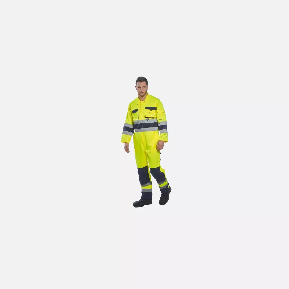Portwest TX55YNR, Nantes Hi-Vis Contrast Work Coverall, Yellow/Navy, image 7, gallery thumbnail
