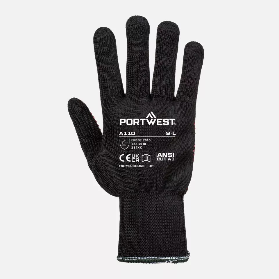 Portwest A110BKR, Polka Dot Glove, Black, image 1, gallery thumbnail