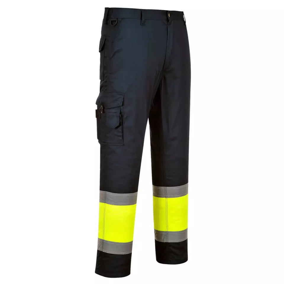 Portwest L049YBR, Hi-Vis Lightweight Contrast Class 1 Service Trousers, Yellow/Black, image 2, gallery thumbnail