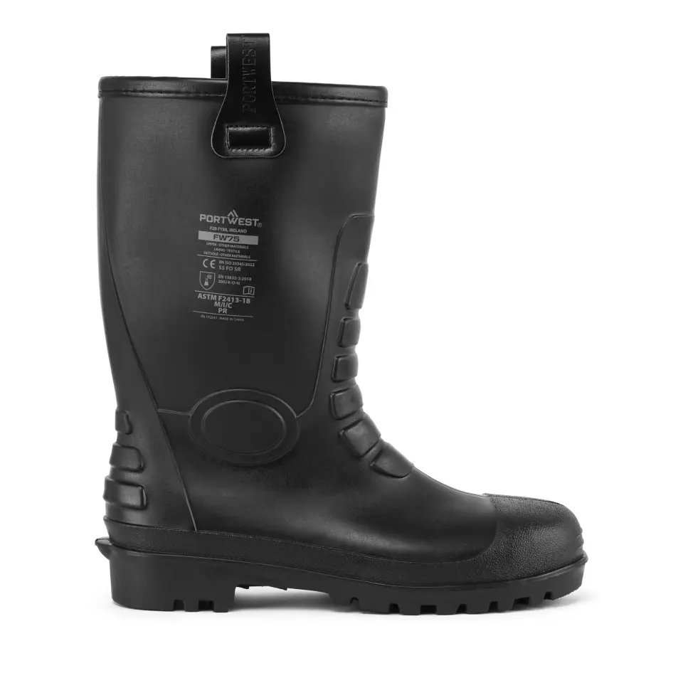 Portwest FW75BKR, Steel PVC Rigger Boot S5 FO, Black, image 1, gallery thumbnail