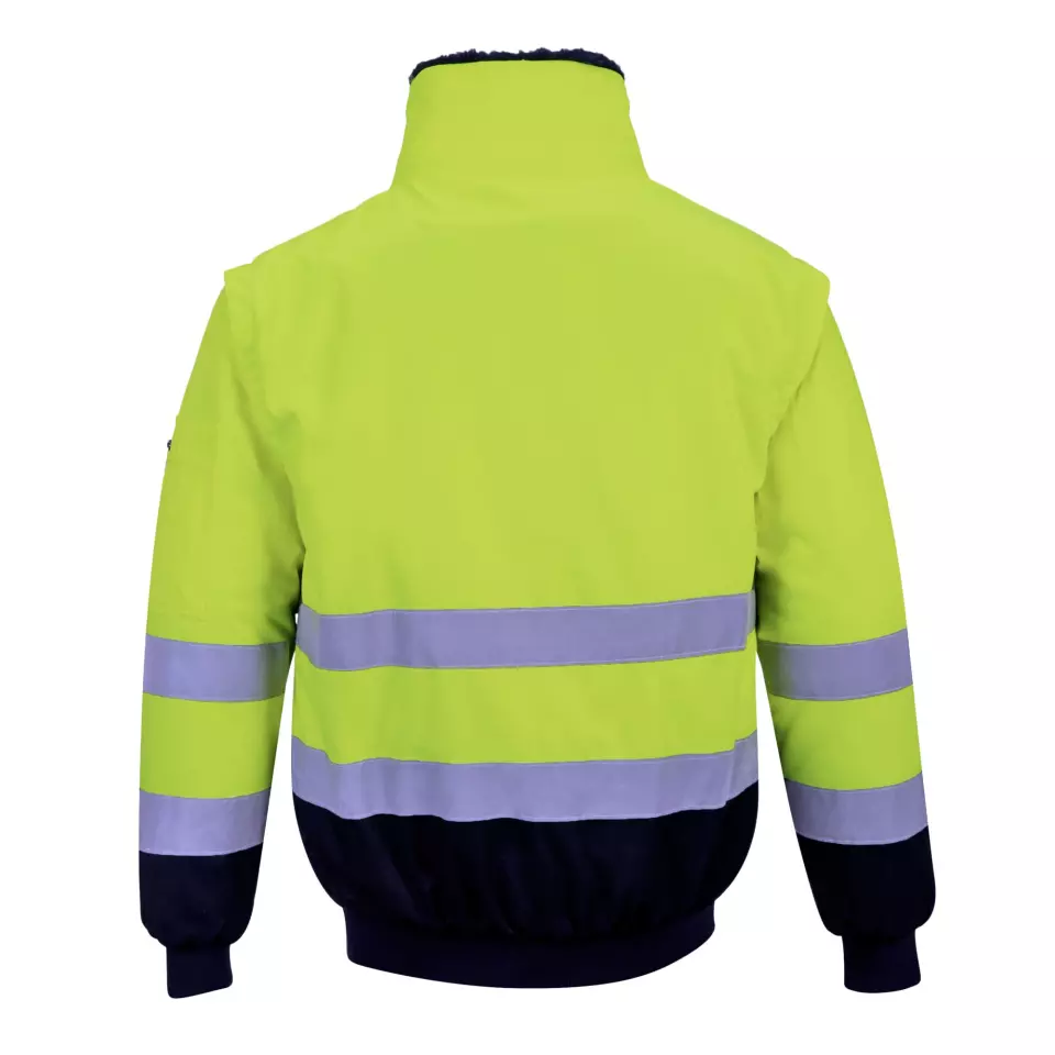 Portwest PJ50YNR, Hi-Vis 3-in-1 Contrast Pilot Jacket, Yellow/Navy, image 4, gallery thumbnail