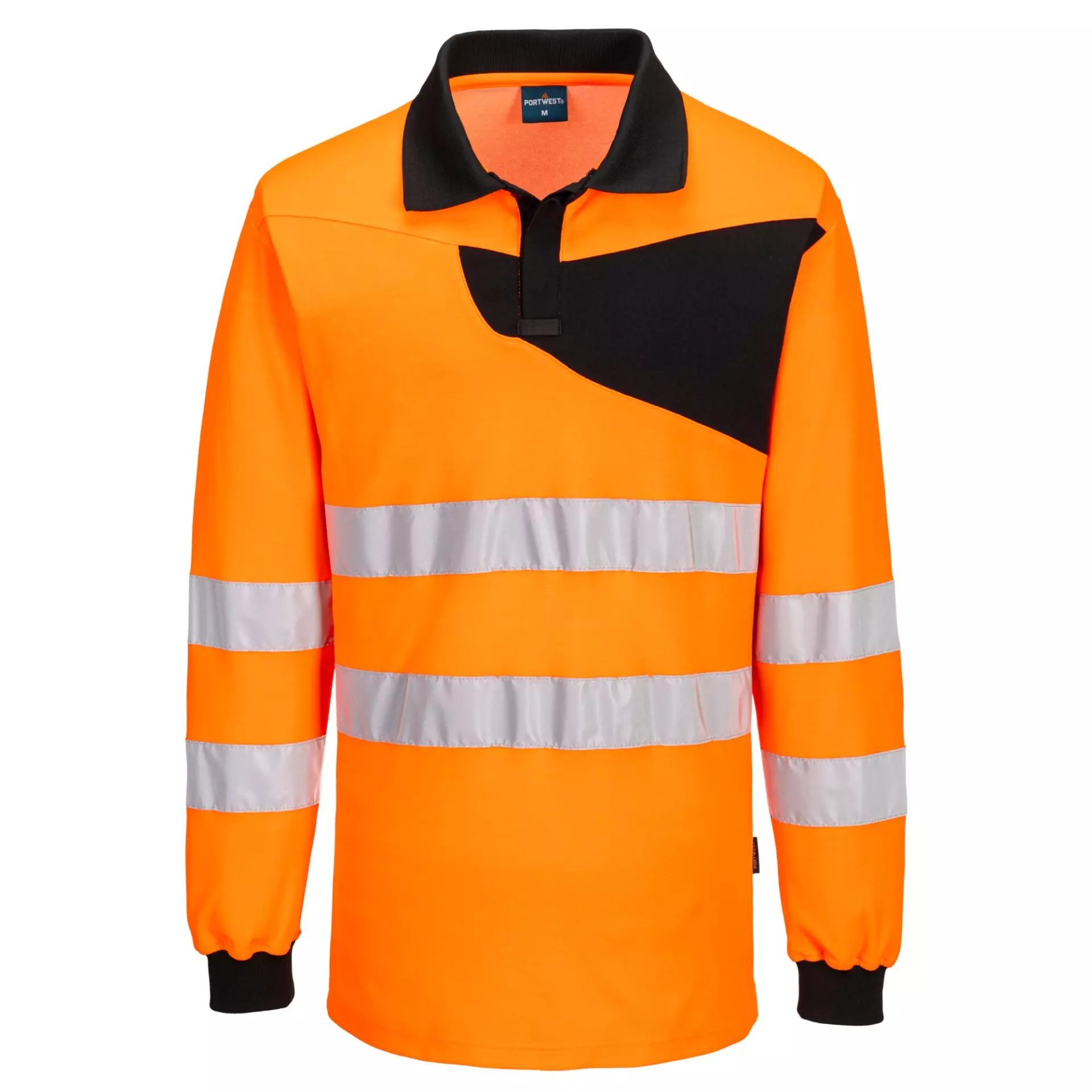 Portwest PW220OBR, PW2 Hi-Vis Polo Shirt L/S, Orange/Black