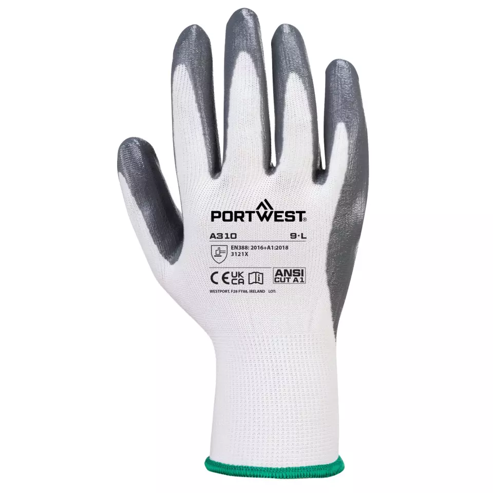 Portwest VB310W7R, Vending Flexo Grip Glove, White/Grey, image 1, gallery thumbnail