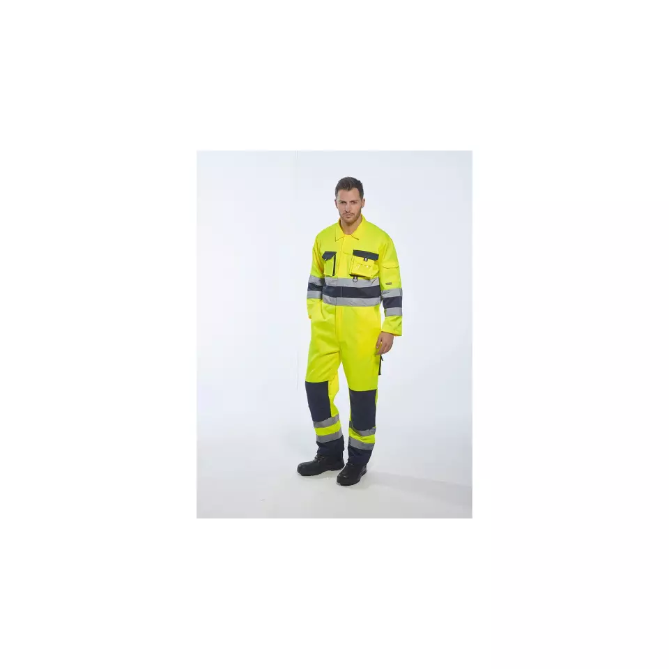 Portwest TX55YNR, Nantes Hi-Vis Contrast Work Coverall, Yellow/Navy, image 6, gallery thumbnail