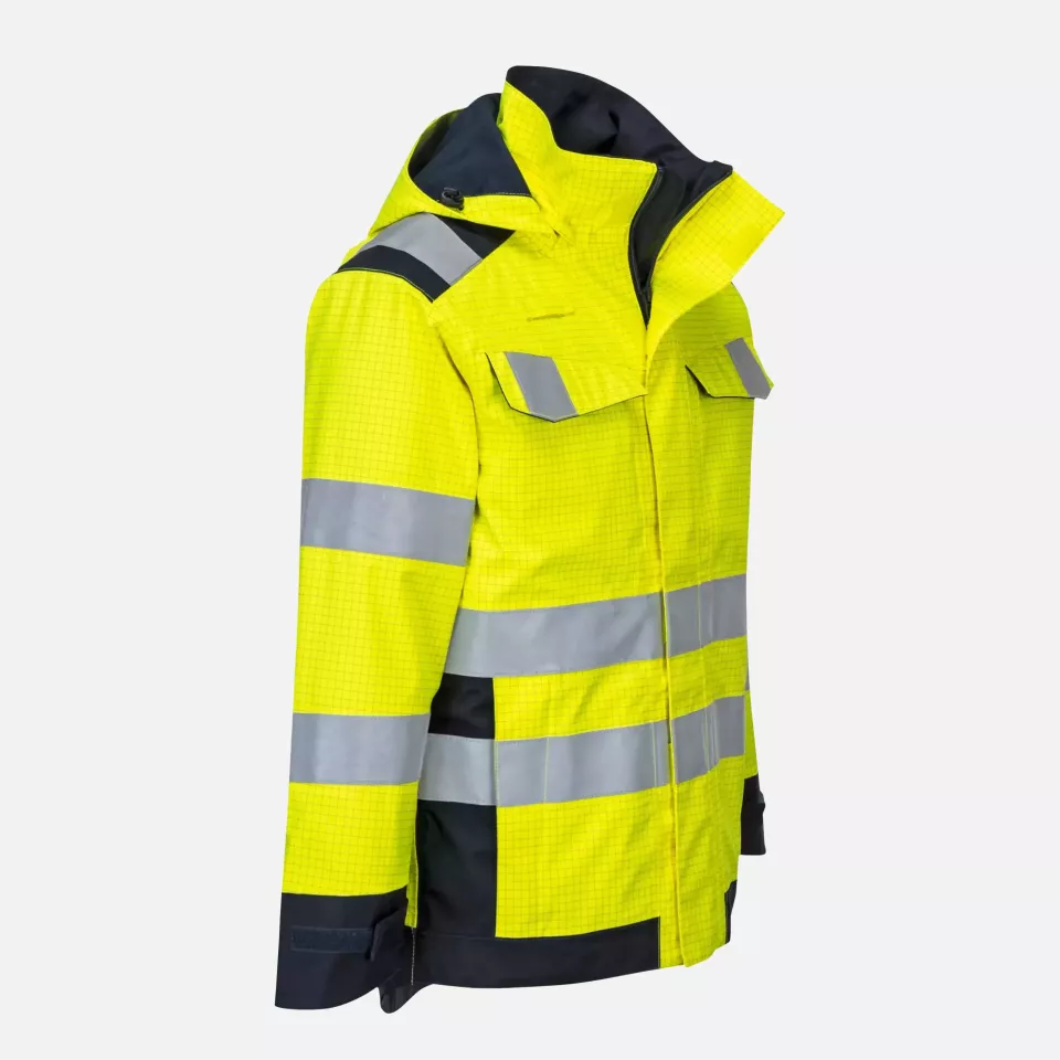 Portwest MV70YNR, Modaflame Rain Multi Norm Arc Jacket, Yellow/Navy, image 5, gallery thumbnail