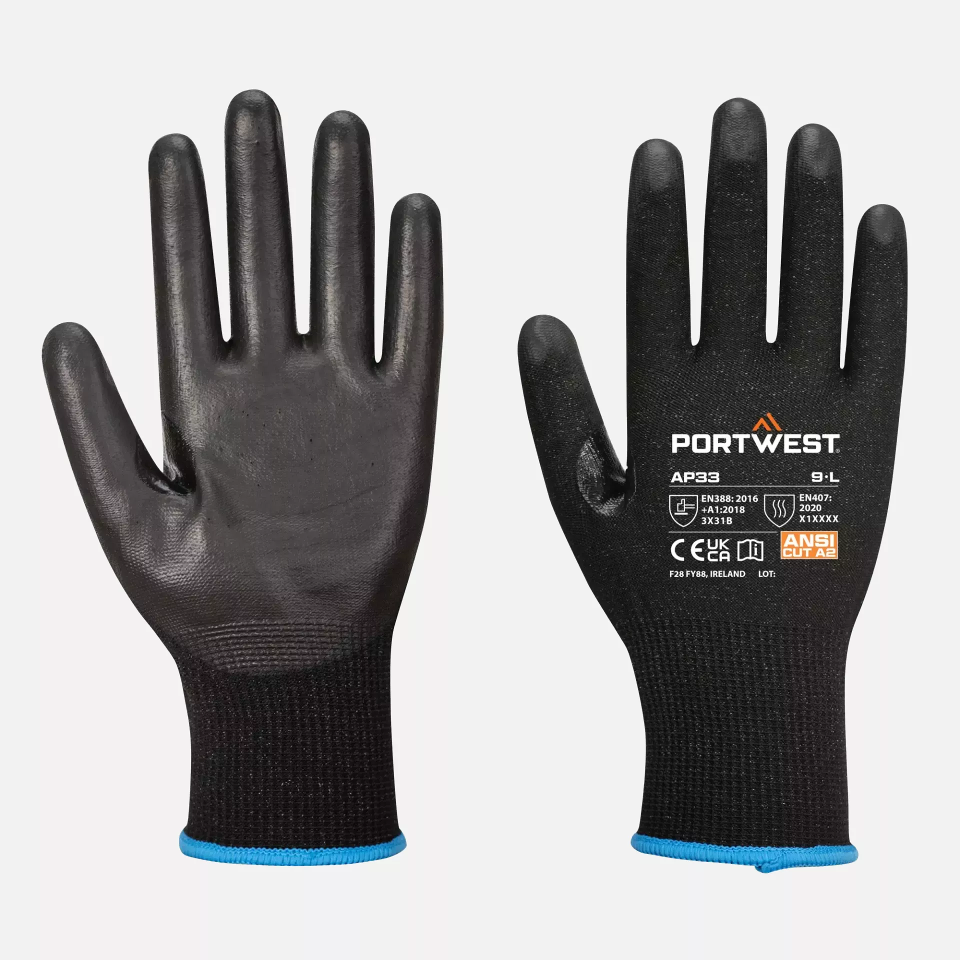 Portwest AP33K8R, LR15 PU Touchscreen Glove, Black, image 3