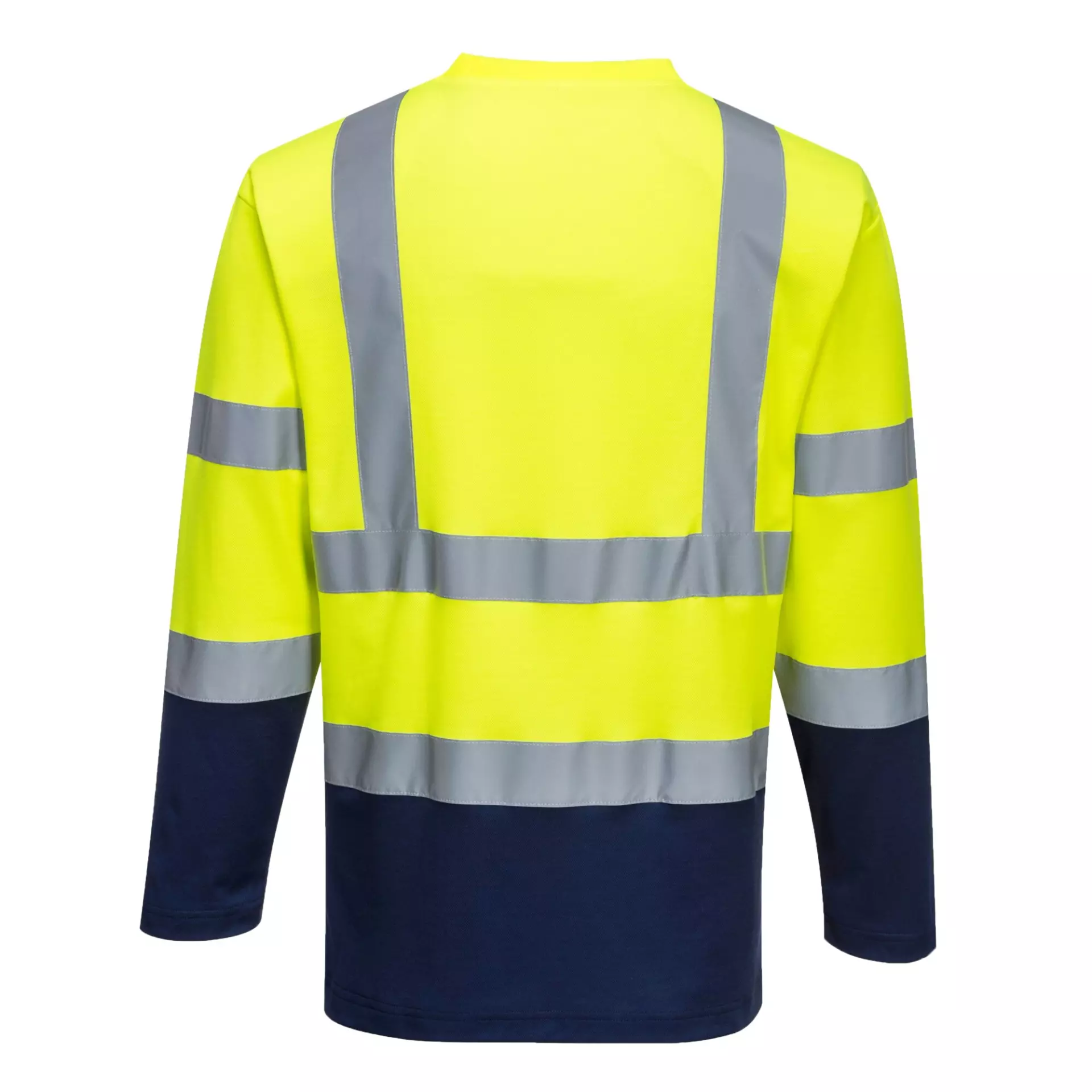 Portwest S280YNR, Hi-Vis Cotton Comfort Contrast T-Shirt L/S, Yellow/Navy, image 2