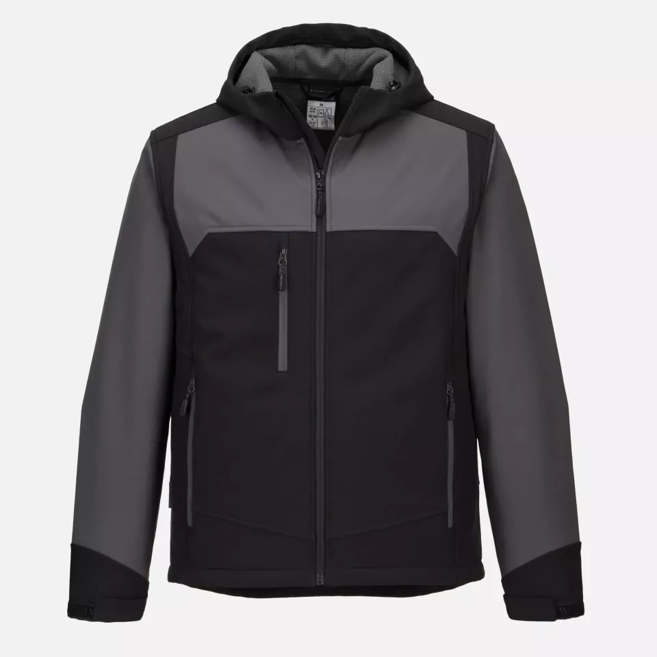 Portwest KX362BGY, KX3 Hooded Softshell (3L), Black/Grey, image 1, gallery thumbnail