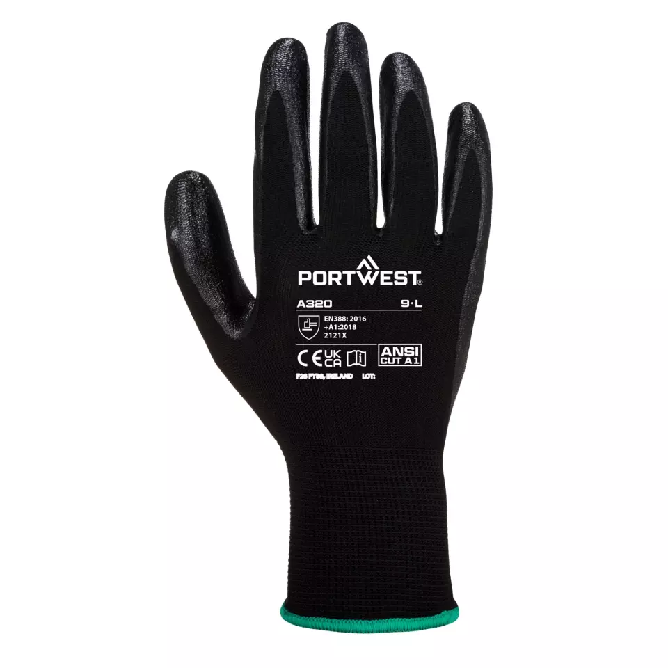 Portwest A320BKR, Dexti-Grip Glove, Black, image 1, gallery thumbnail