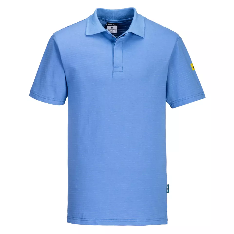 Portwest AS21HBR, Anti-Static ESD Polo Shirt S/S, Hamilton Blue, image 1, gallery thumbnail