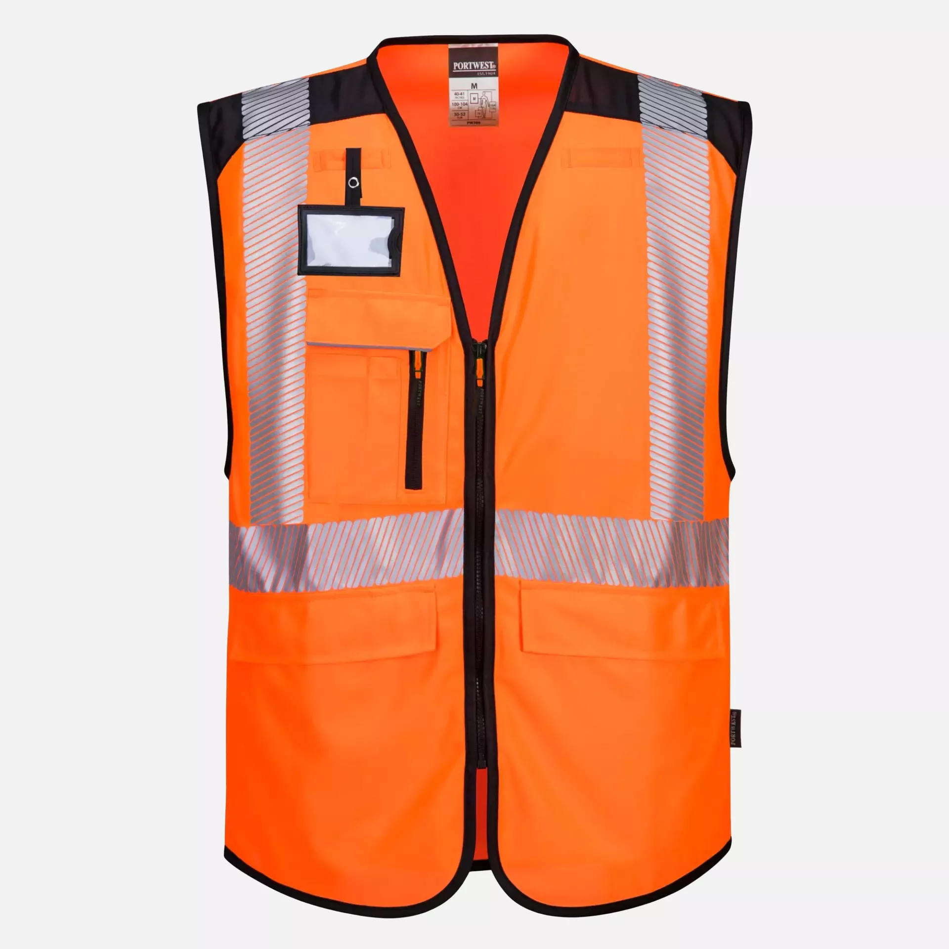Portwest PW309OBR, PW3 Hi-Vis Executive Vest, Orange/Black, image 1