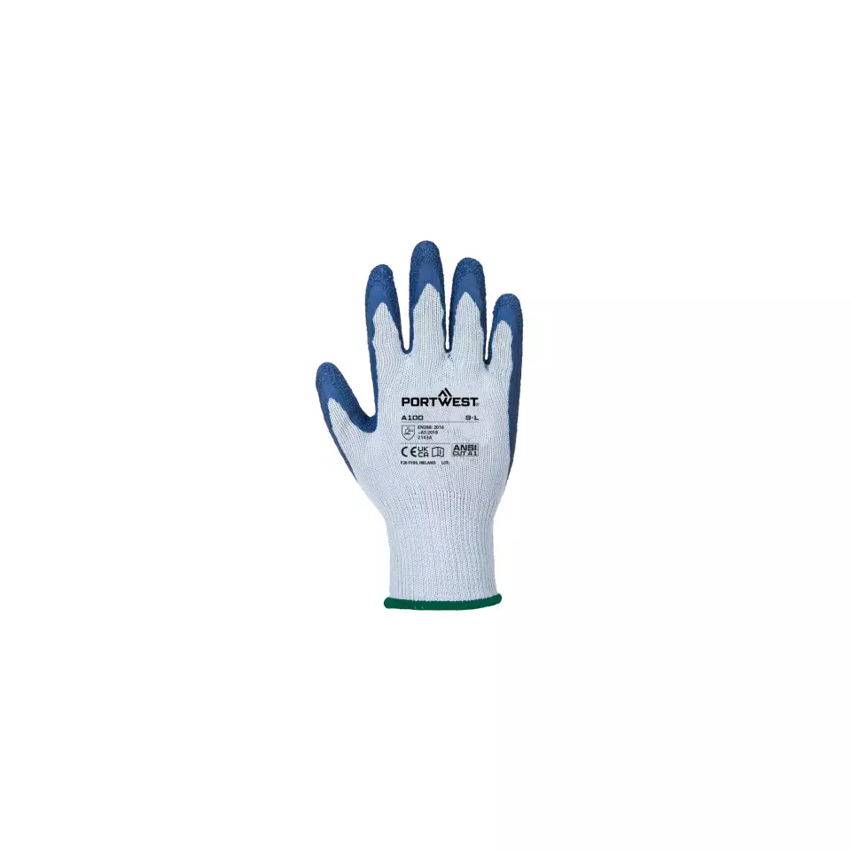 Portwest A100G4R, Grip Glove - Latex, Grey/Blue, image 1, gallery thumbnail