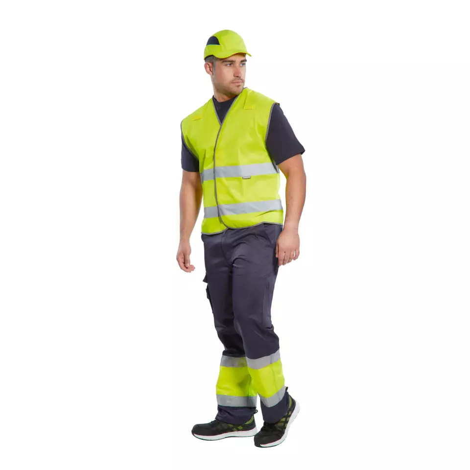 Portwest E049YNR, Hi-Vis Contrast Class 1 Service Trousers, Yellow/Navy, image 2, gallery thumbnail