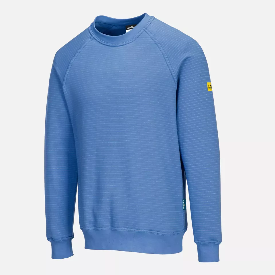 Portwest AS24HBR, Anti-Static ESD Sweatshirt, Hamilton Blue, image 3, gallery thumbnail