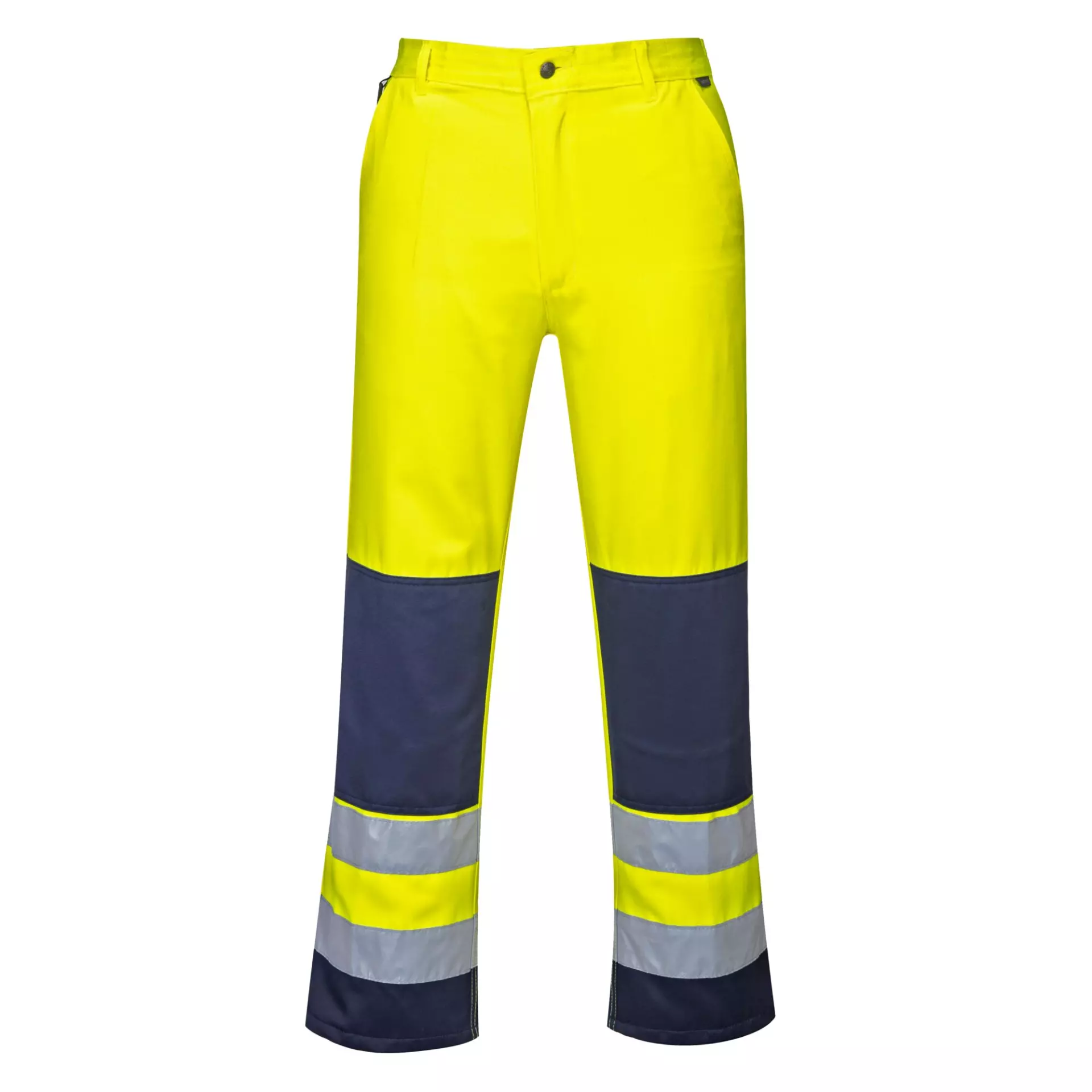 Portwest TX71YNR, Seville Hi-Vis Contrast Work Trousers, Yellow/Navy