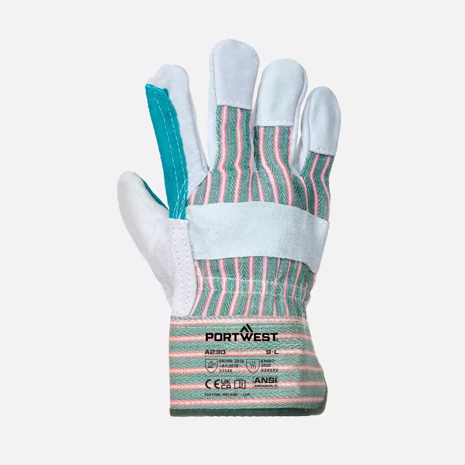 Portwest A230GRR, Double Palm Rigger Glove, Grey, image 1, gallery thumbnail