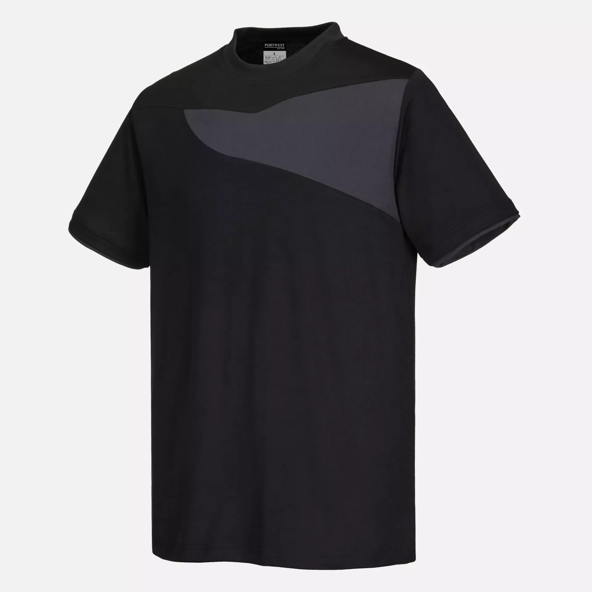 Portwest PW211BZR, PW2 Cotton Comfort T-Shirt S/S, Black/Zoom Grey, image 2