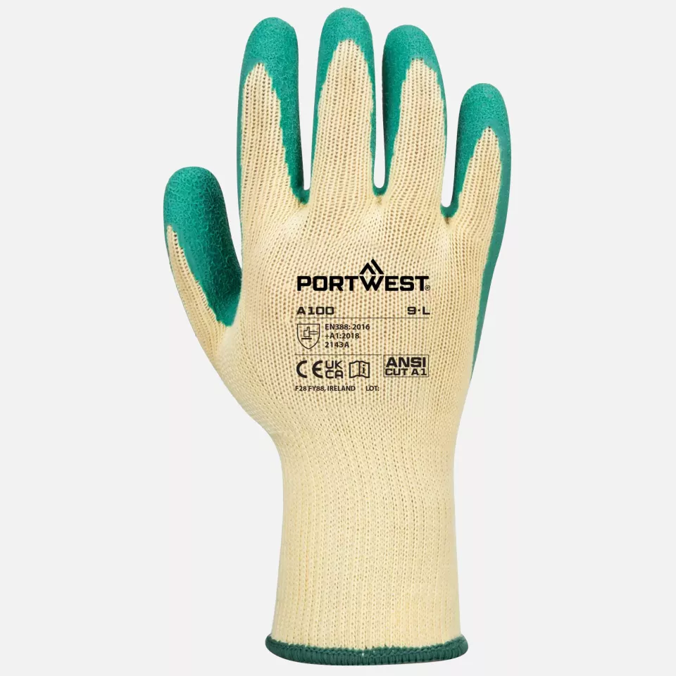 Portwest A100GNR, Grip-Handschuh - Latex, Grün, image 1, gallery thumbnail