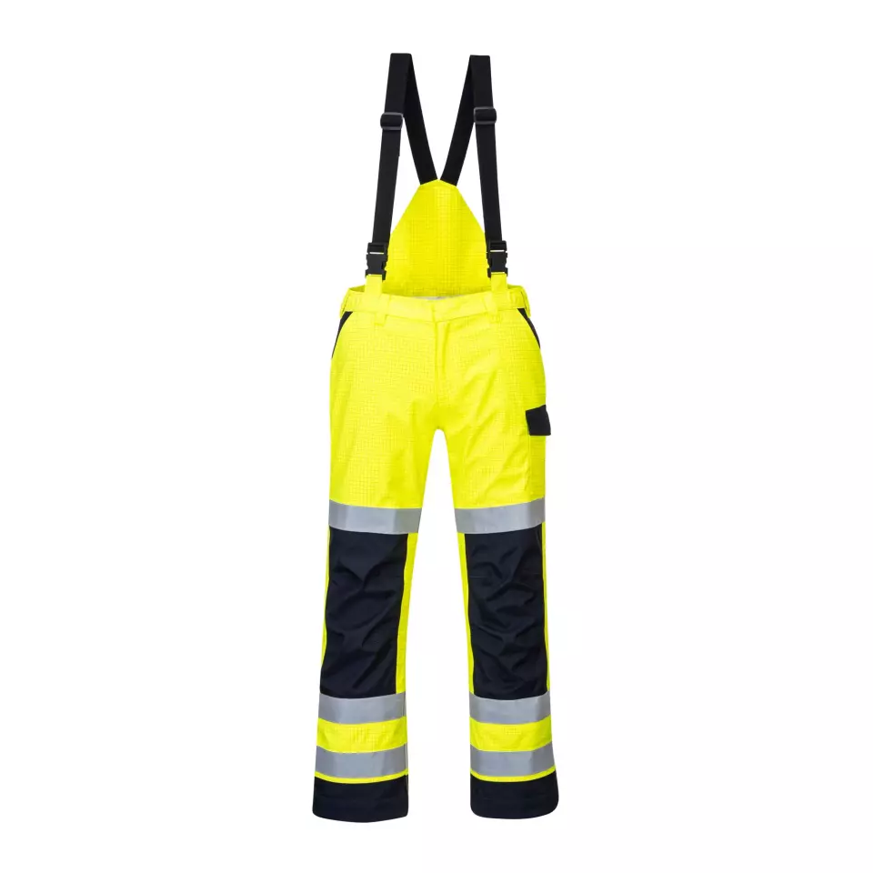 Portwest MV71YNR, Modaflame Rain Multi Norm Arc Trousers, Yellow/Navy, image 1, gallery thumbnail