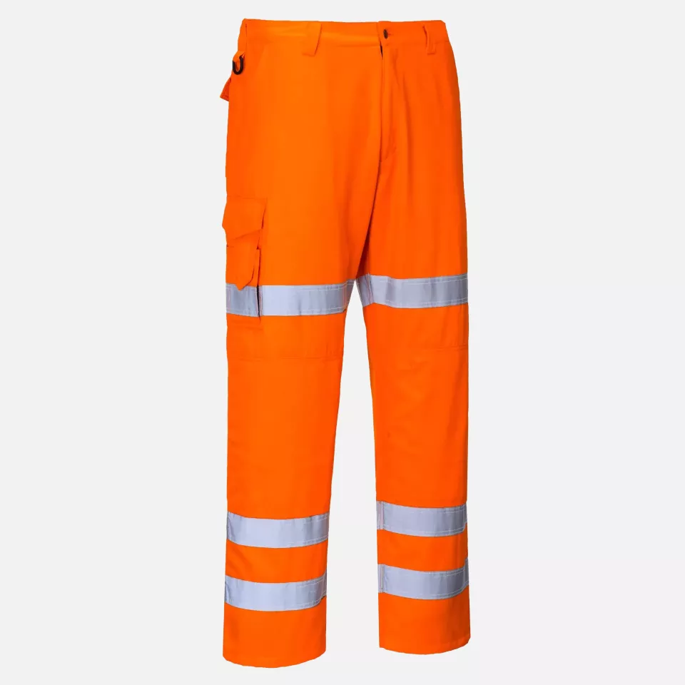 Portwest RT49ORR, Hi-Vis Three Band Work Trousers, Orange, image 1, gallery thumbnail