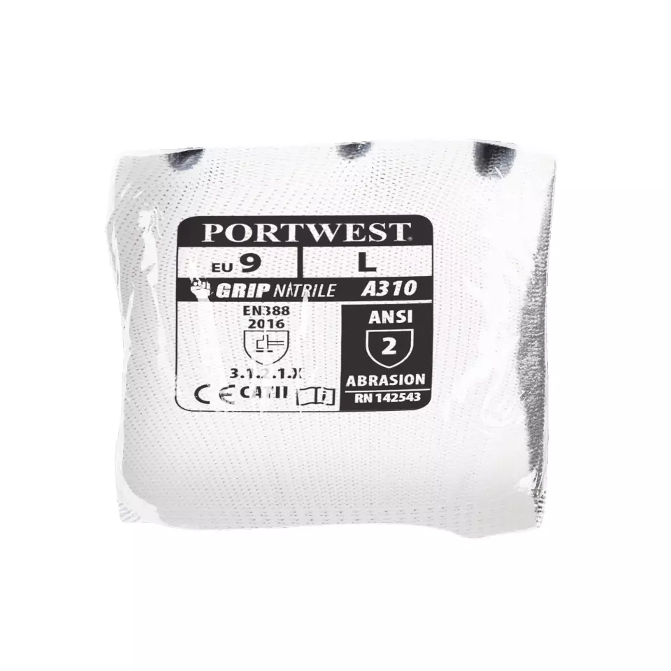 Portwest VA310W7R, Flexo Grip Nitrile Glove (Vending), White/Grey, image 3, gallery thumbnail