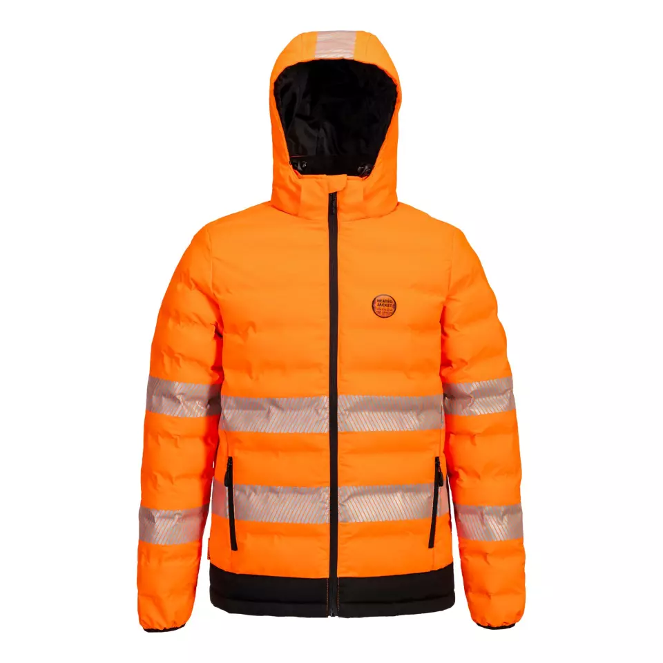 Portwest S548OBR, Hi-Vis Ultrasonic Heated Tunnel Jacket, Orange/Black, image 3, gallery thumbnail